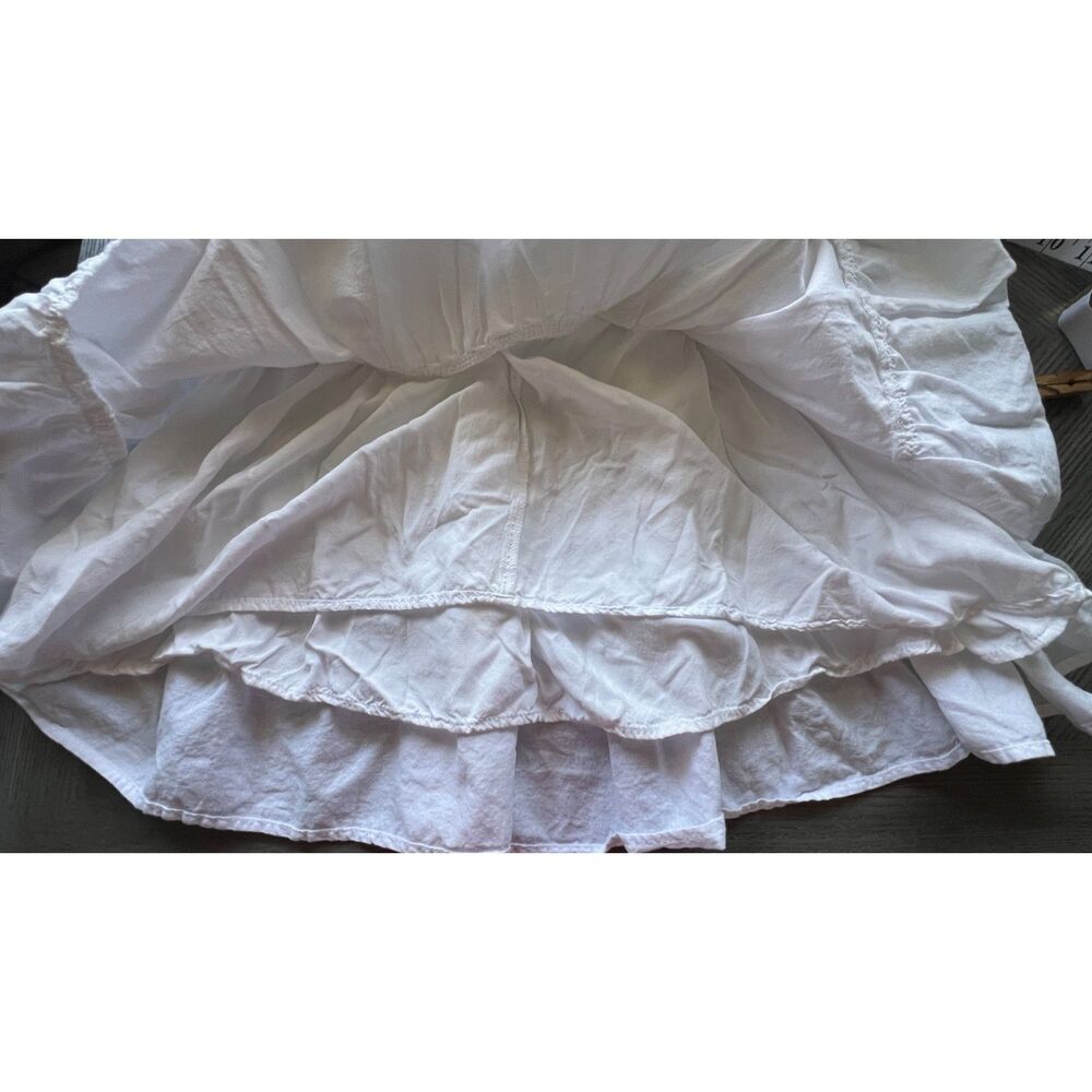 Princess Polly White Tiered Mini Dress Balloon Sleeve Size 2 - Picture 6 of 7